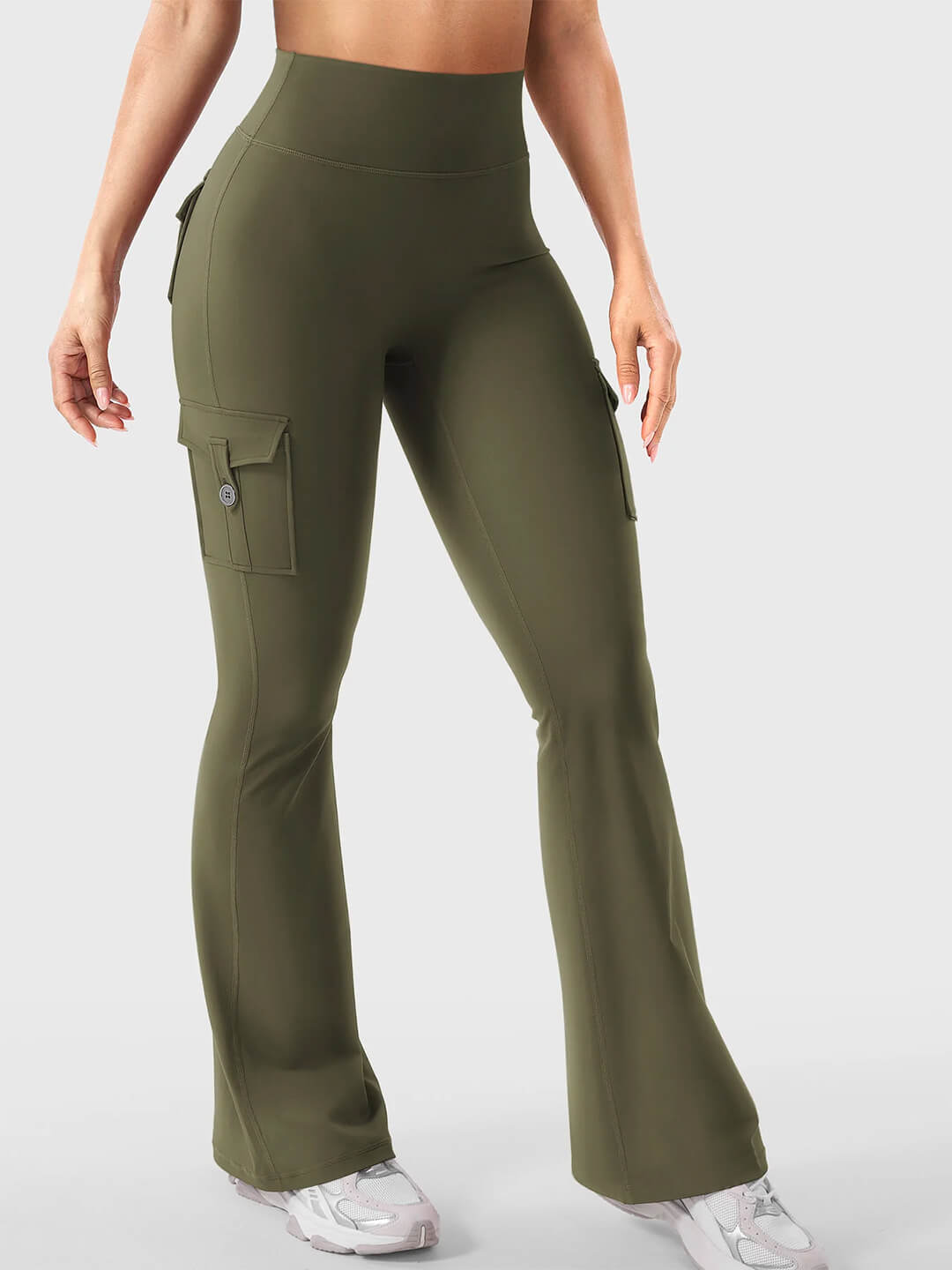 Green Flared Cargo Leggings