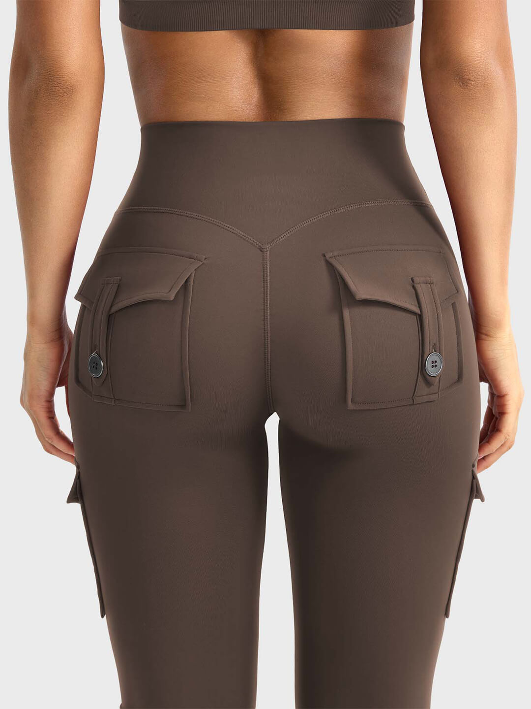 Coffee Flared Cargo Leggings