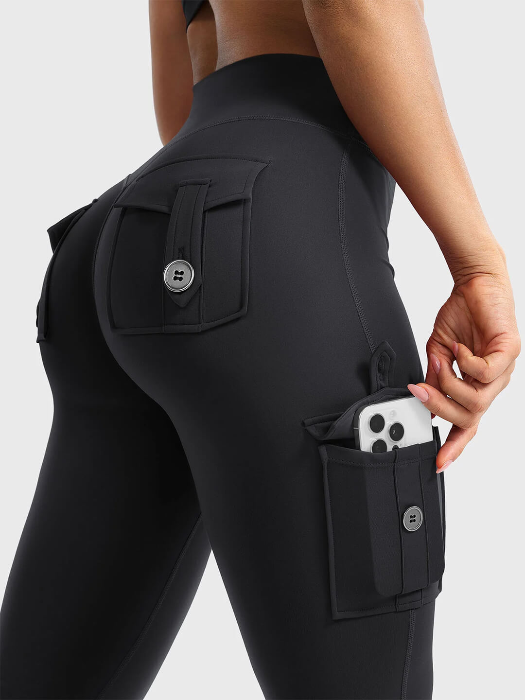 Black Flared Cargo Leggings