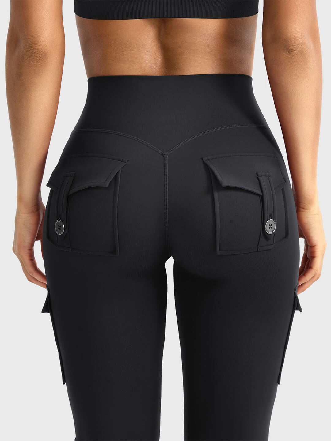Black Flared Cargo Leggings