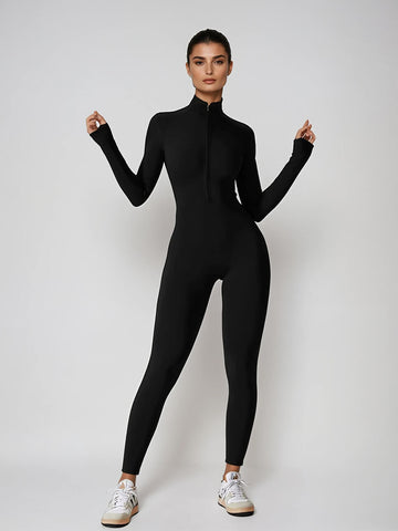 Black Sculpt Zip Jumpsuit