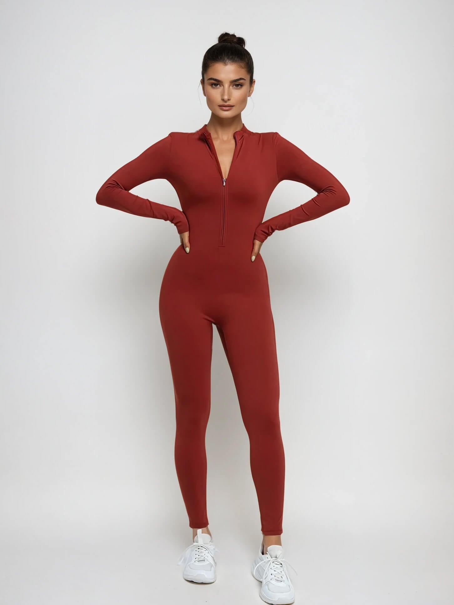 Red Sculpt Zip Jumpsuit